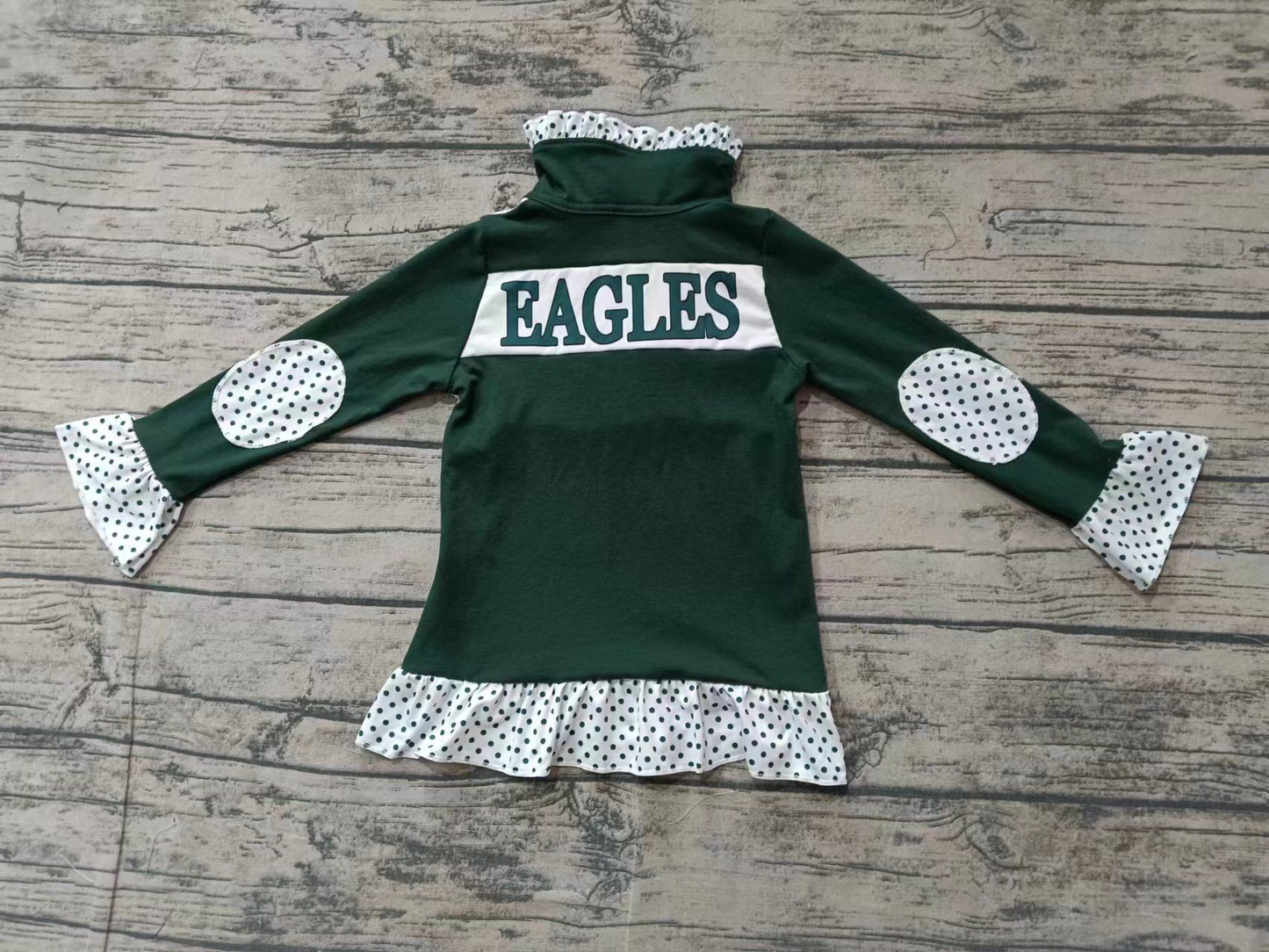 Custom moq 5 mix size milk silk baby girls clothes team green long sleeve top-25.8.2