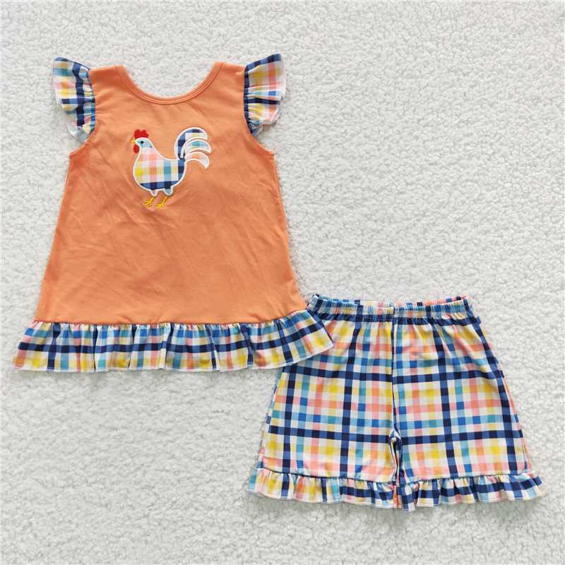 RTS NO MOQ Embroidery short-sleeved shorts suit & short-sleeved sets