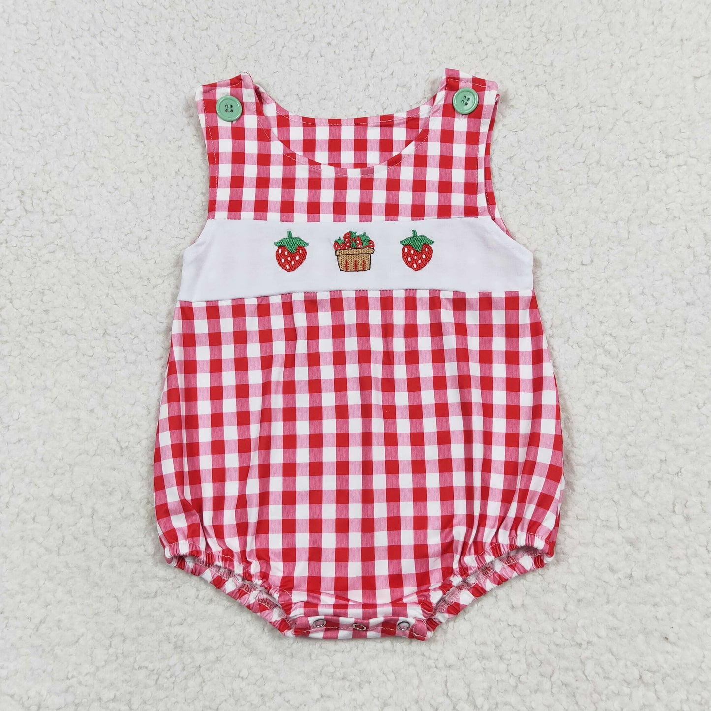 RTS NO MOQ baby boy clothes embroidery strawberry Rompers Clothes Sets