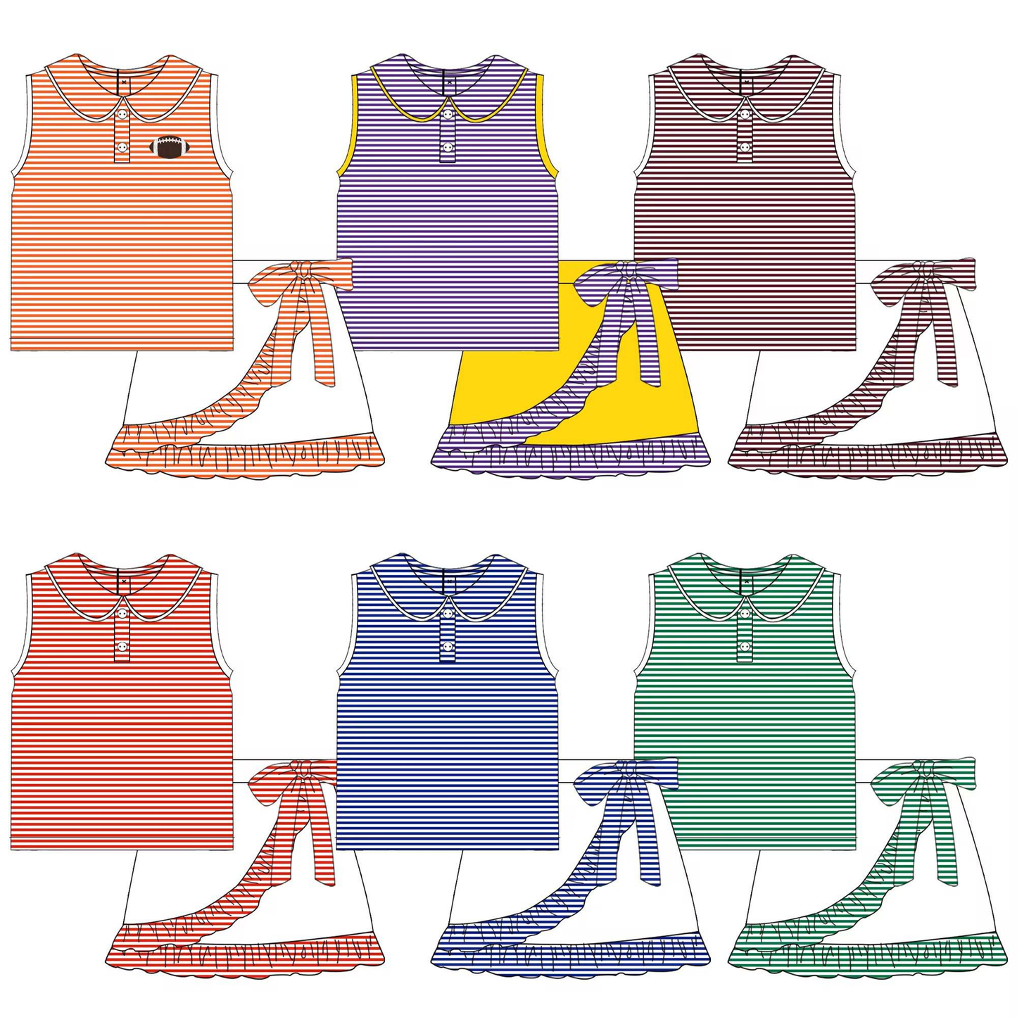 Custom moq 5 each style eta 6-7weeks baby girl clothes team sleeveless skirts sets 6-25.7.26