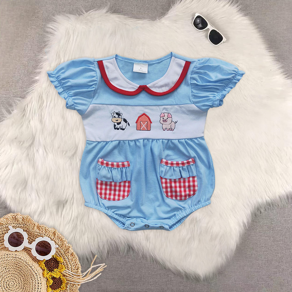 RTS NO MOQ Girls Boys embroidery Clothes Sets and romper