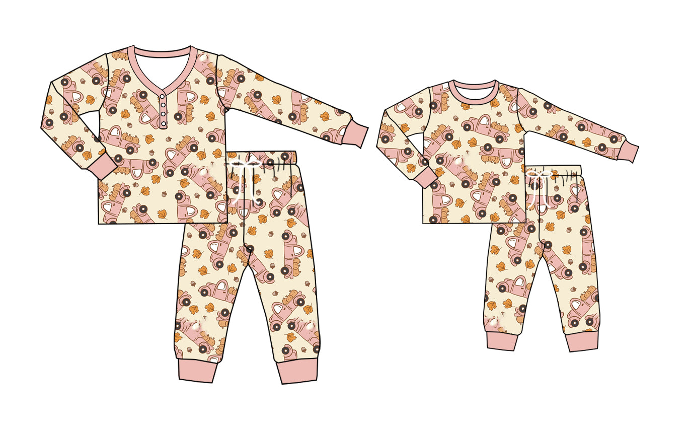 25.6.13 custom each style moq 5eta 4-6week Sibling Sister long sleeve pants sets and adult sets match design