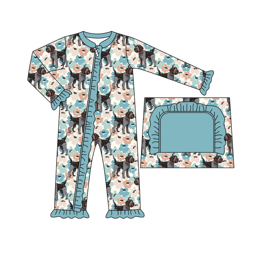 7.6 custom each style moq 5eta 4-6week Sibling Sister puppy baby girls sets and dress and rompers match family design