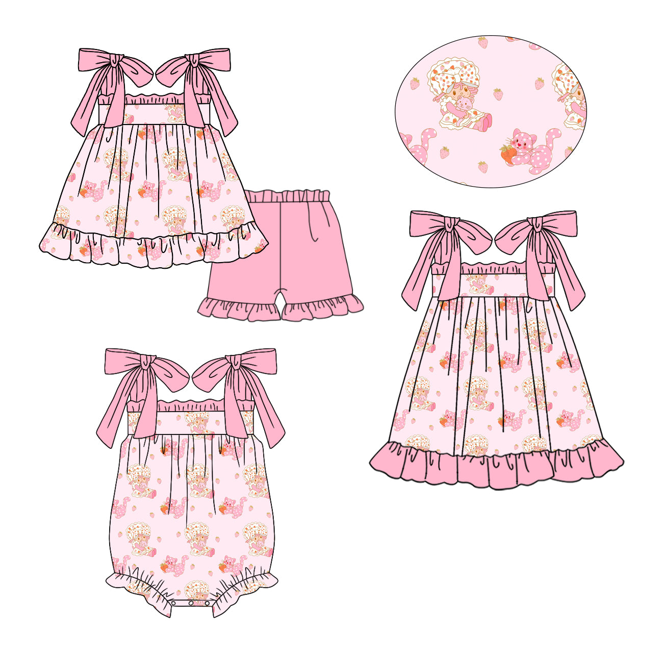 26.1.9 custom each style moq 5 eta 6-8week Sibling Sister baby short sleeve shorts sets and romper and dress match design
