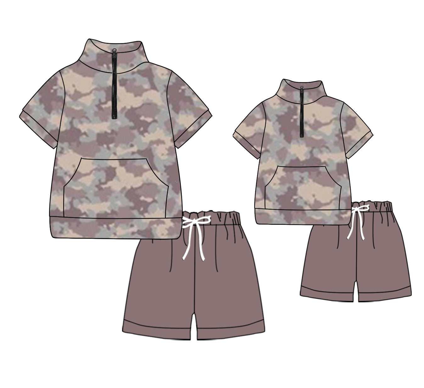 11.13 custom each style moq 5eta 4-6week Sibling Sister camouflage baby boys short sleeve shorts sets and adult sets match design