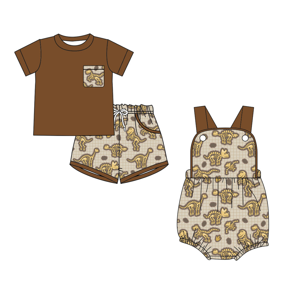 26.1.12 custom each style moq 5 eta 6-8week Sibling Sister dinosaur baby boy short sleeve shorts sets and romper match design
