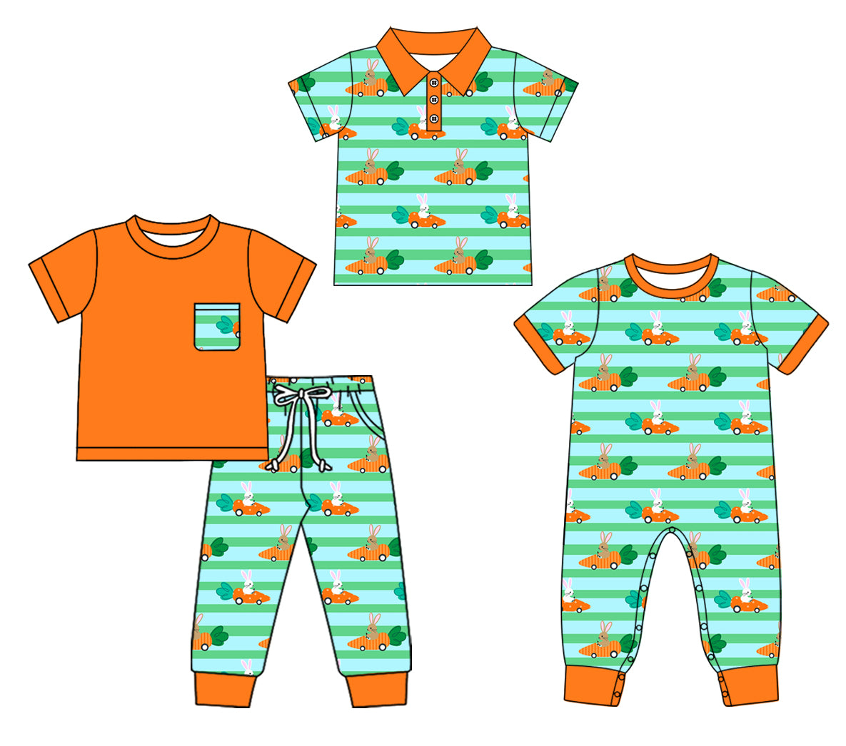25.10.9 custom each style moq 8 eta 6-8week Sibling Sisters easter baby boy short sleeve pants sets and rompers and top match family design