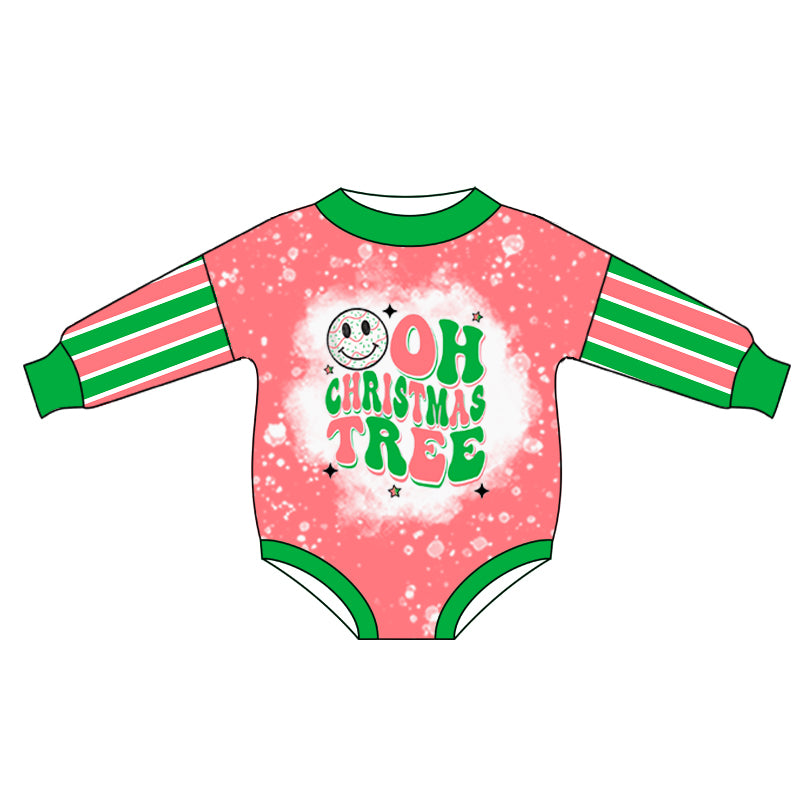 7.22 custom each style moq 5eta 4-6week Sibling Sister Christmas trees pink baby girls sets and rompers match family design