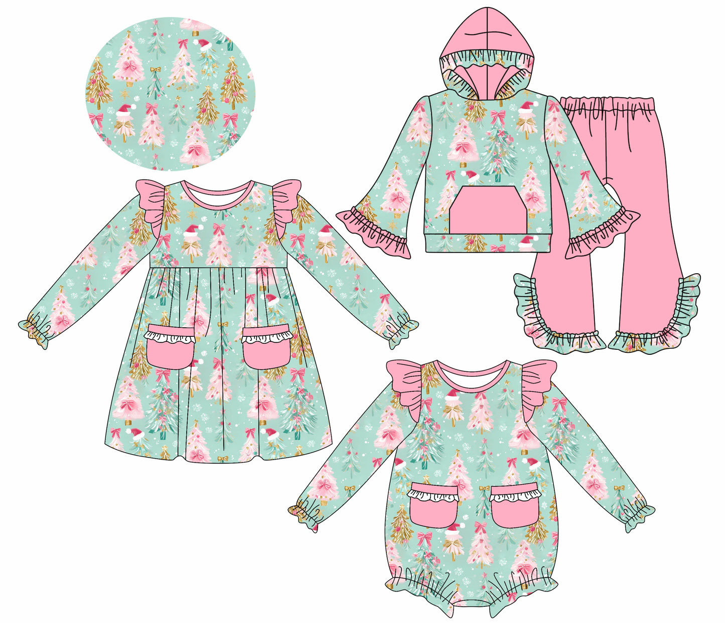 25.8.2 custom each style moq 5eta 4-6week Sibling Sisters Christmas baby girl long sleeve pants sets and dress and rompers match family design