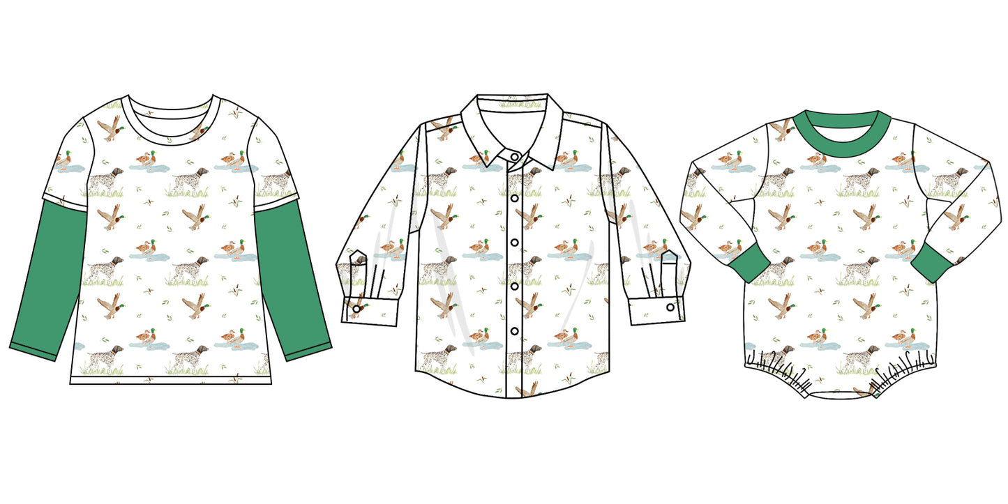 25.6.17 custom each style moq 5eta 4-6week Sibling Sister duck baby boy long sleeve top 1 and top 2 and romper match family design