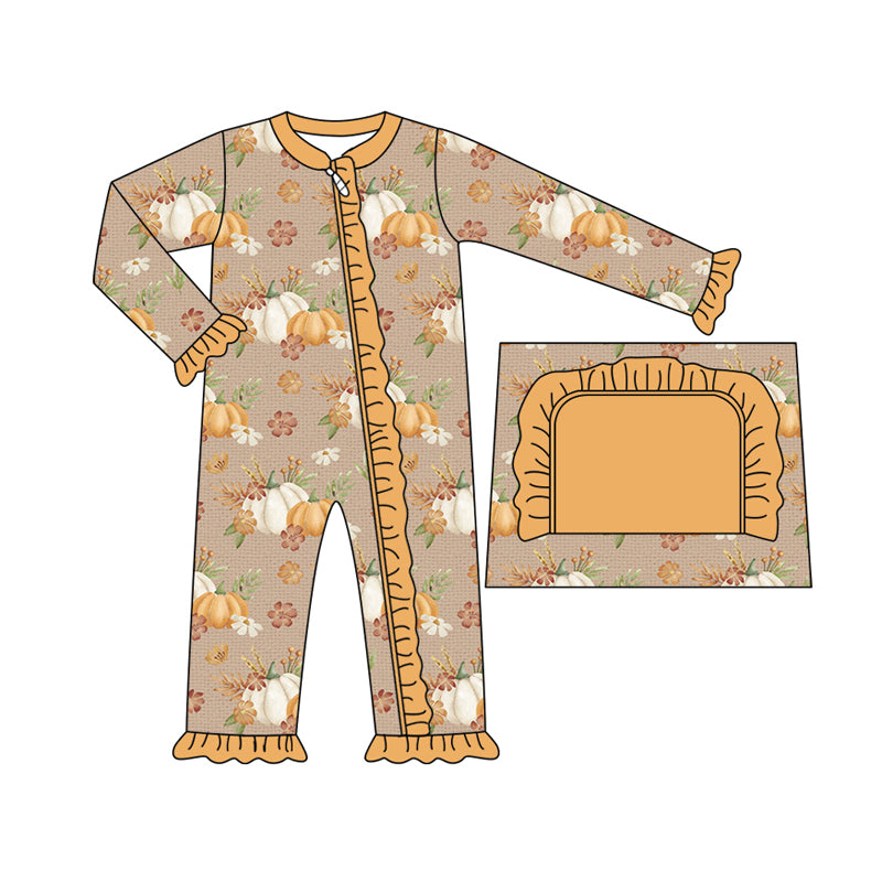 8.7 custom each style moq 5eta 4-6week Sibling Sister pumpkin floral baby boys sets and dress and rompers match family design