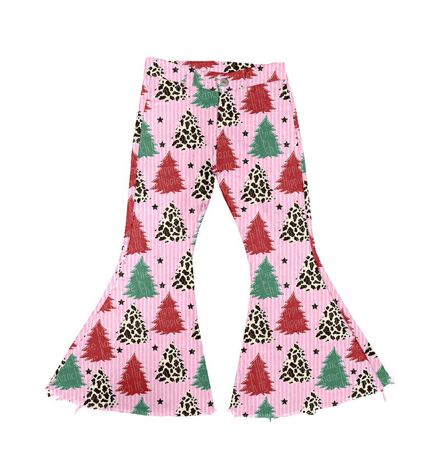 5.16custom each style moq 5eta 4-5week Christmas style prints long bell-bottom series