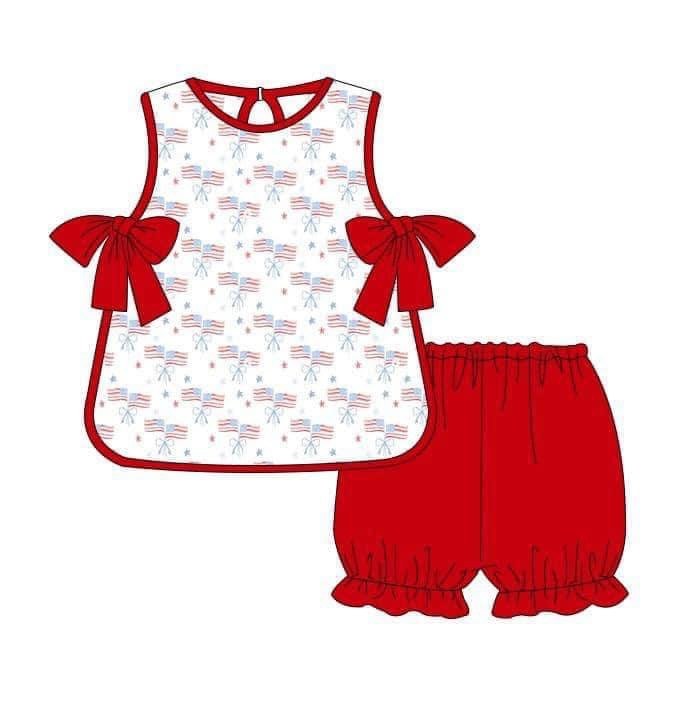Deadline MAY 6 Flag Girls Short Sleeve Shorts Set