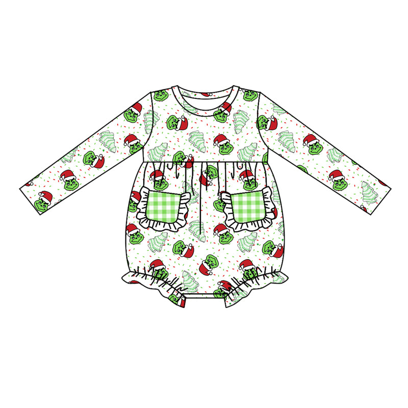 8.30 custom each style moq 5eta 4-6week Sibling Sister Christmas green baby girl sets and dress and rompers match family design