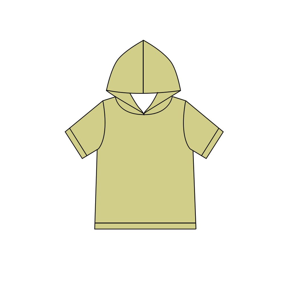 Custom moq 5 boys Blank Cotton Short Sleeve Hooded Top Sage Green Short Sleeve Hooded Top