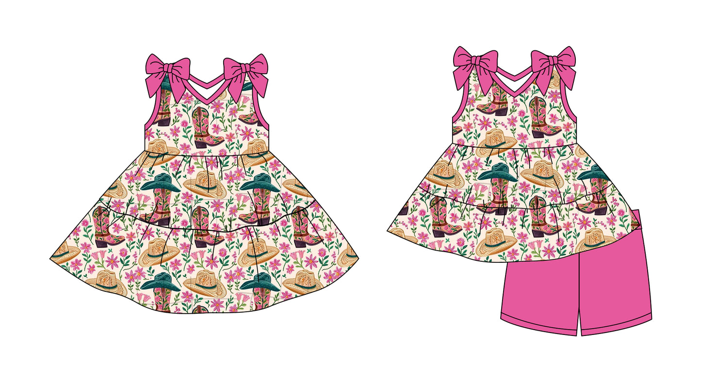 3.3 custom each style moq 5eta 4-6week Sibling Sister boots baby girl short sleeve shorts sets and dresses match design