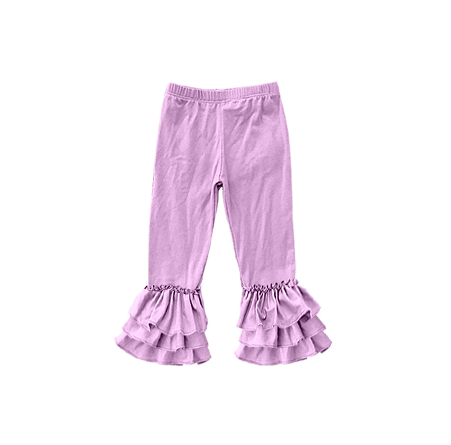 custom moq 5 girls icing cotton pants Light Lavender three-tiered ruffled trousers