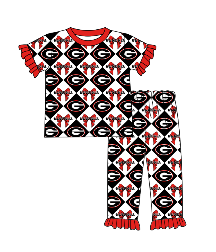 Custom moq 5 mix size Plaid Baby Pajama Set Short-Sleeved Top And Trousers Comfortable Sleepwear for Baby Girls Clothing Team Set