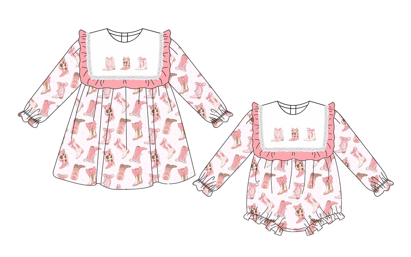 25.11.8 custom each style moq 5 eta 6-8week Sibling Sisters boot bow baby girl long sleeve dress and rompers match family design