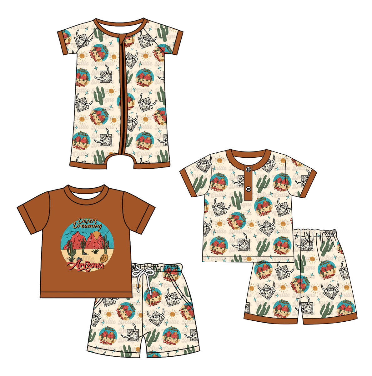 12.20 custom each style moq 5eta 4-6week Sibling Sister cow head baby boy short sleeve shorts sets 1 and sets 2 and boy romper match design