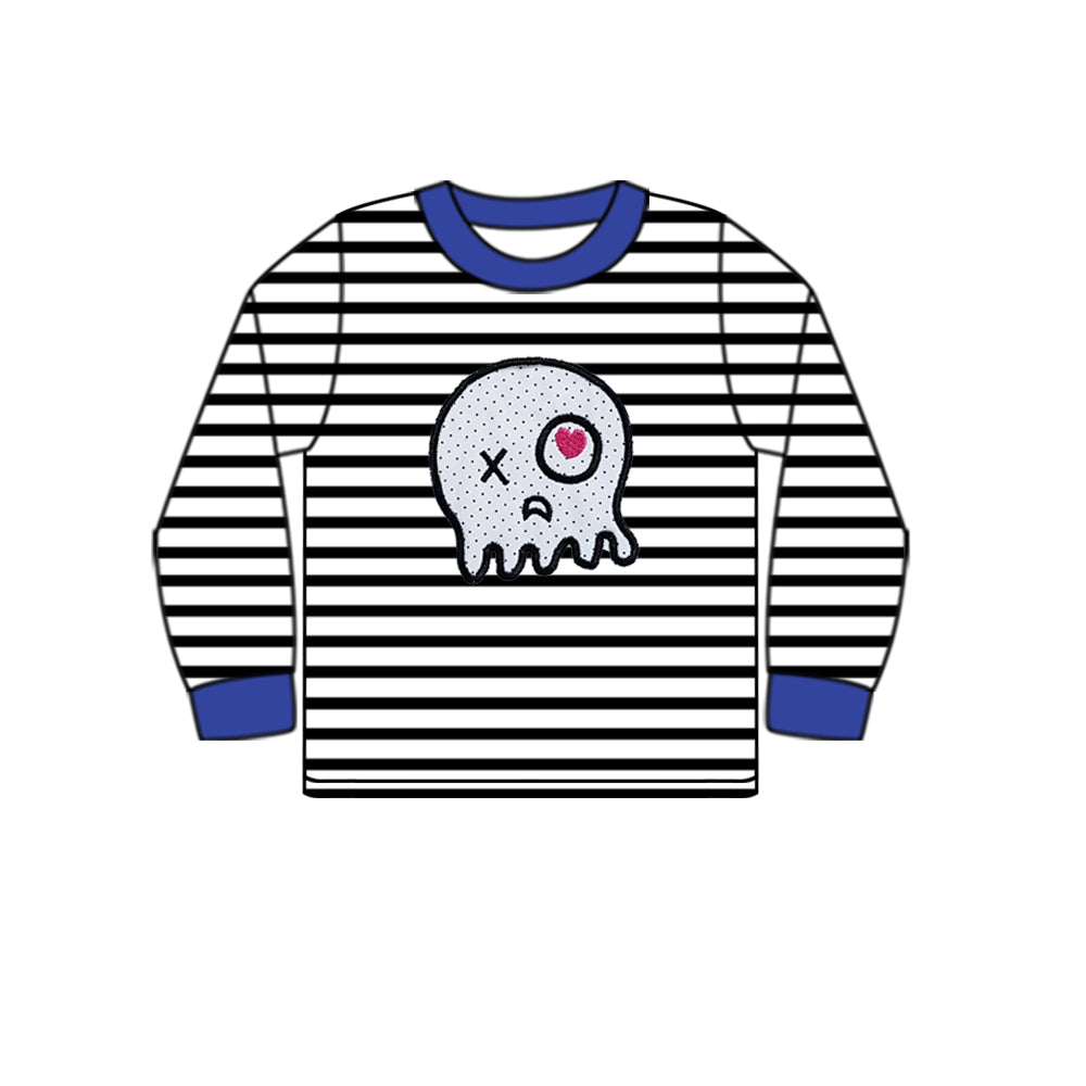 7.18 custom each style moq 5eta 4-6week Sibling Sister blue striped baby girls sets and top match family design