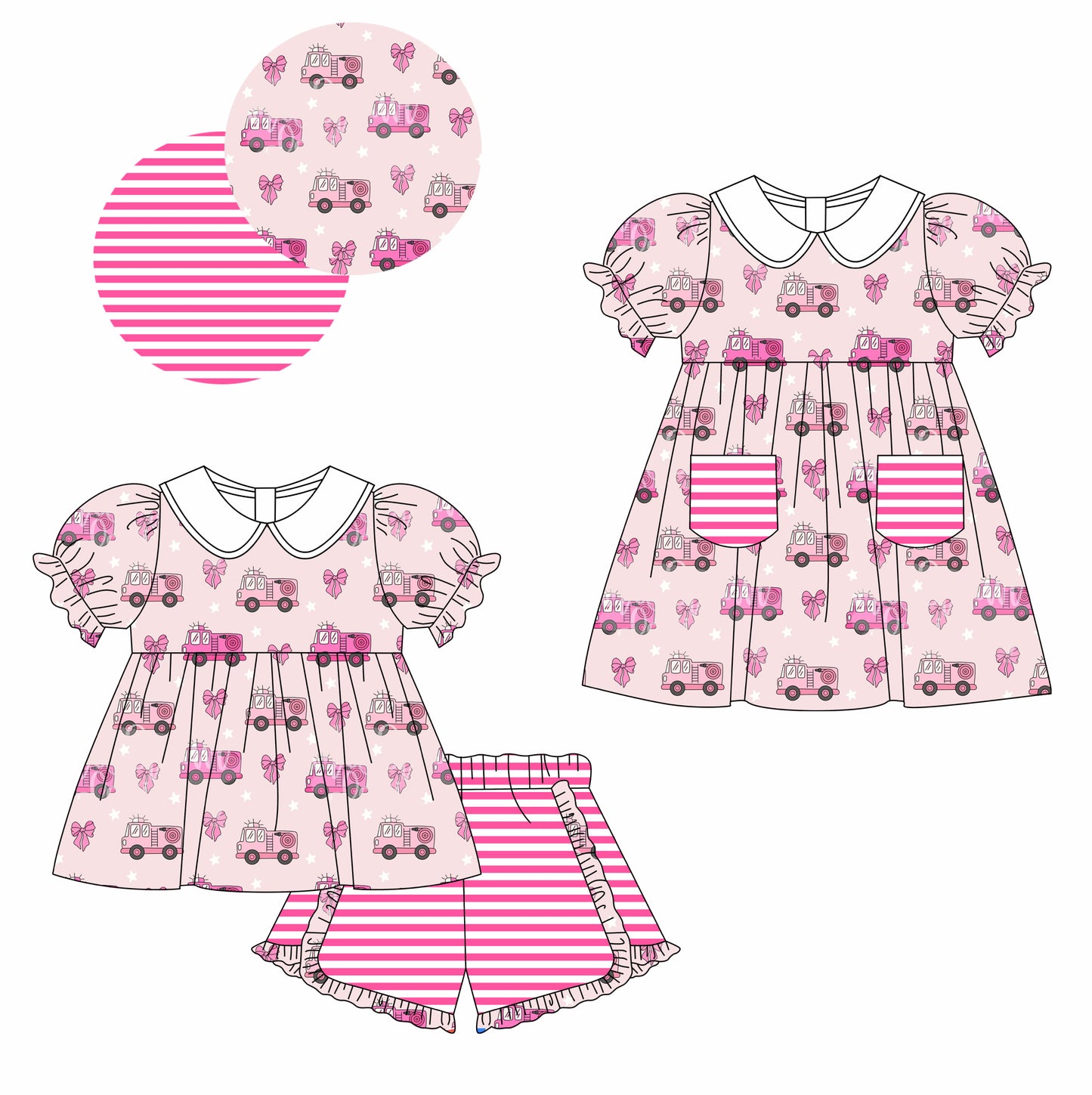 11.13 custom each style moq 5eta 4-6week Sibling Sister bow baby girl short sleeve shorts sets and dresses match design