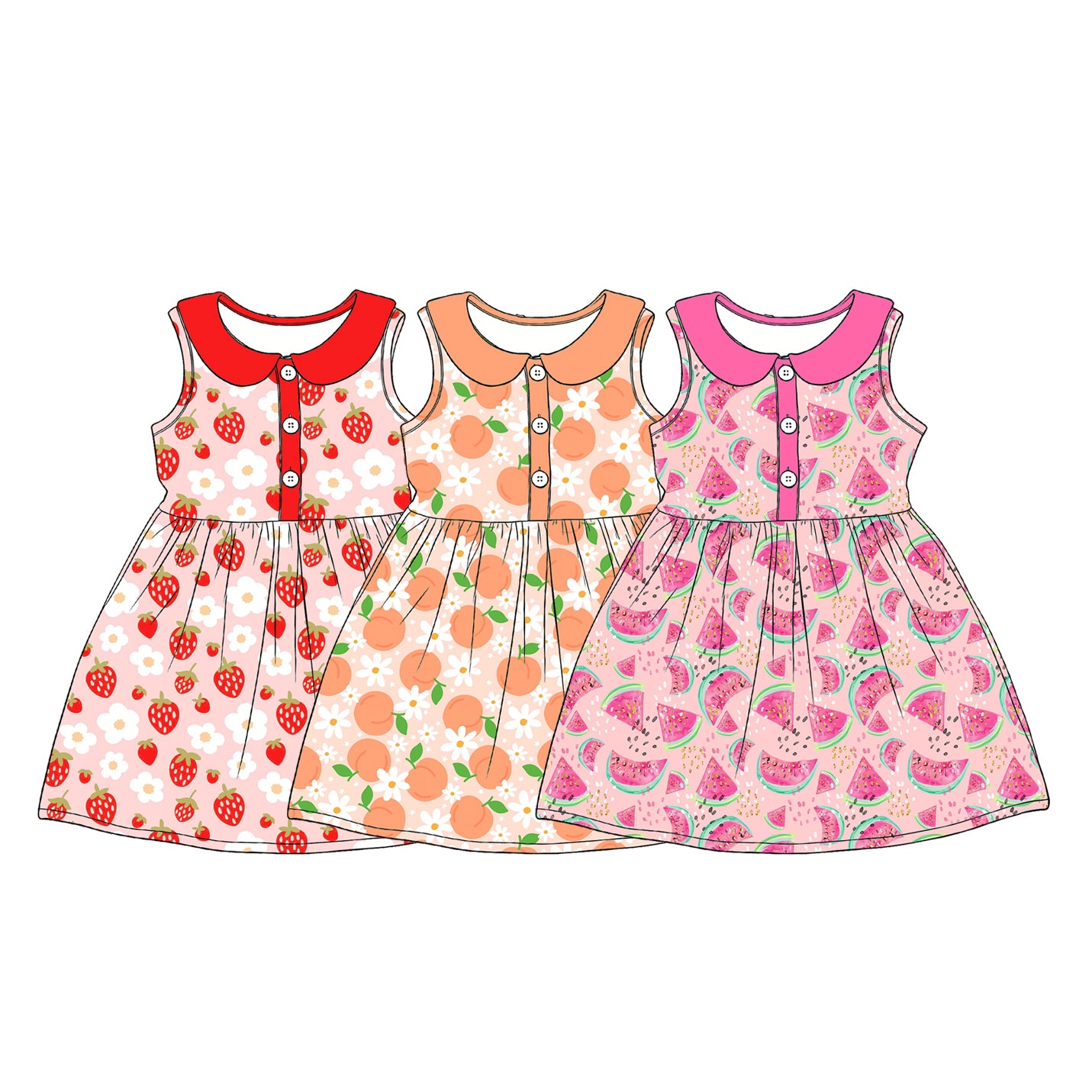 Custom moq 5 mix size Sibling Baby Girl Sleeveless Dress Cute And Fashionable Summer Clothing for Little Girls