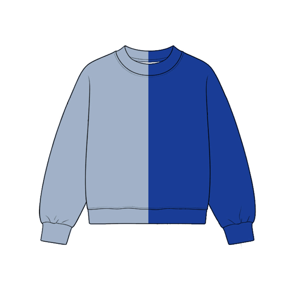 Custom moq 5 girls Blank Cotton Slate Blue + Royal Blue Sweatshirt