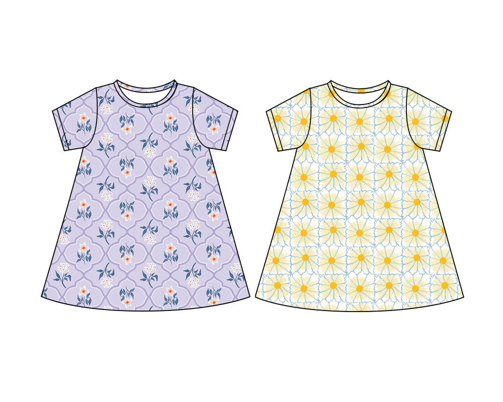 4.11 custom each style moq 5eta 4-6week Sibling Sister baby girls clothes Short sleeve dress 1 and dress 2 match family design