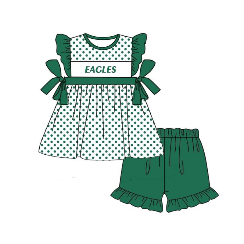 Deadline: May 28 custom no moq eta 5-6week EAGLES Green short sleeve shorts suit