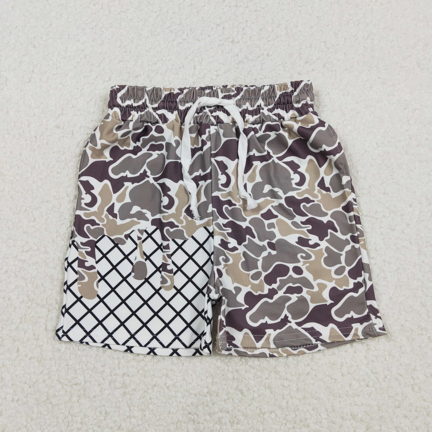 RTS NO MOQ(In Stock) Brown-green camouflage waffle shorts
