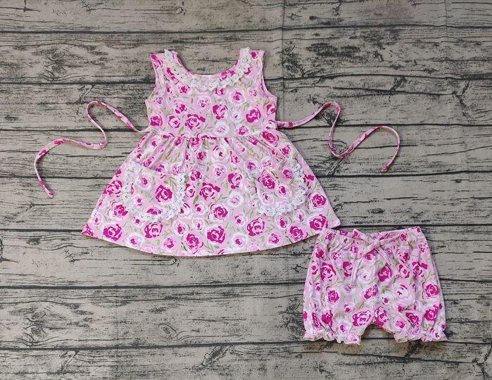 GSSO0685 Flower lace sleeveless shorts suit