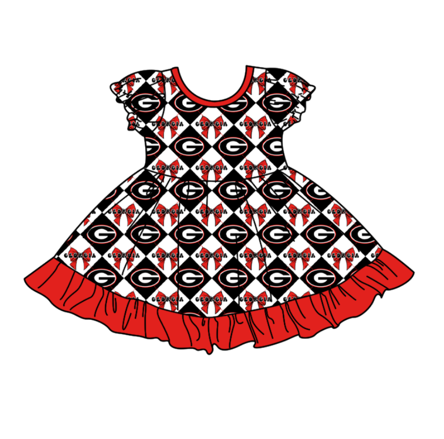 Custom moq 5 mix size Baby Girl's Plaid Short-Sleeved Team Dress Cute And Stylish Outfit for Little Ones