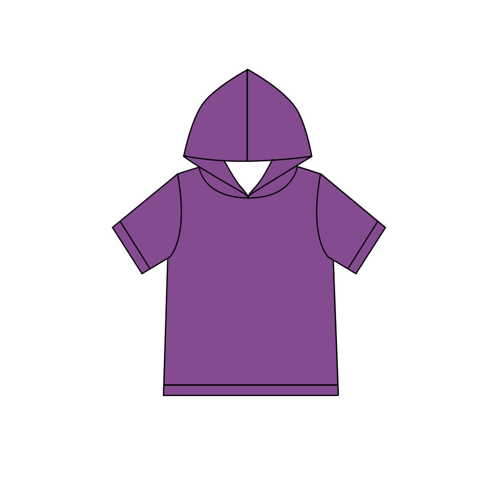 Custom moq 5 boys Blank Cotton Short Sleeve Hooded Top Violet Short Sleeve Hooded Top
