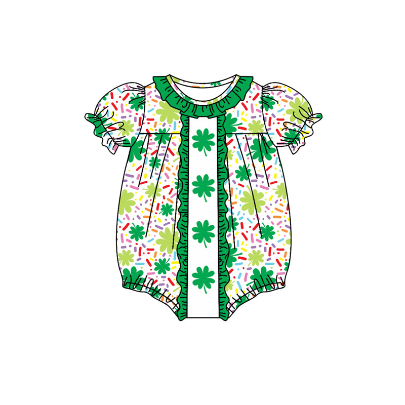10.12 custom each style moq 5eta 4-6week Sibling Sister Four Leaf Clover green baby girl sets and dress and rompers match family design