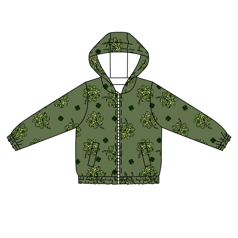 10.16 custom each style moq 5 eta 4-6week baby boys clothes lucky green hooded long sleeve top