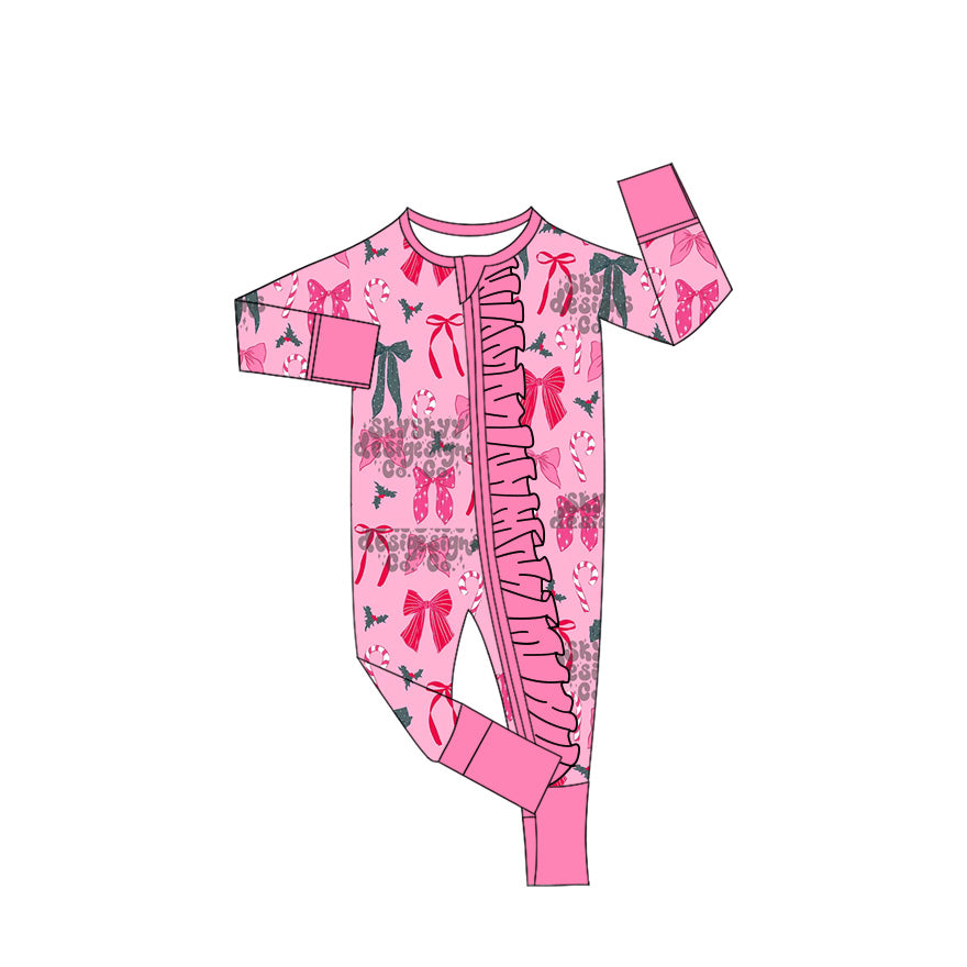 25.8.29 custom each style moq 5eta 4-6week Sibling Sisters Christmas bow baby girl clothes long sleeve pants sets and romper match family design