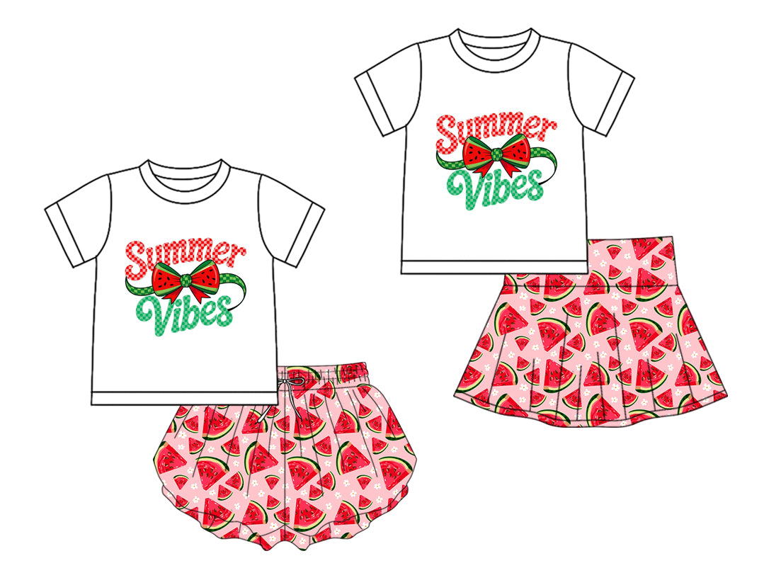 Custom moq 5 mix size Sibling Baby Girl's Short-Sleeved Top And Pleated Skirt Yoga Set Comfortable Two-Piece Outfit for Little Girls