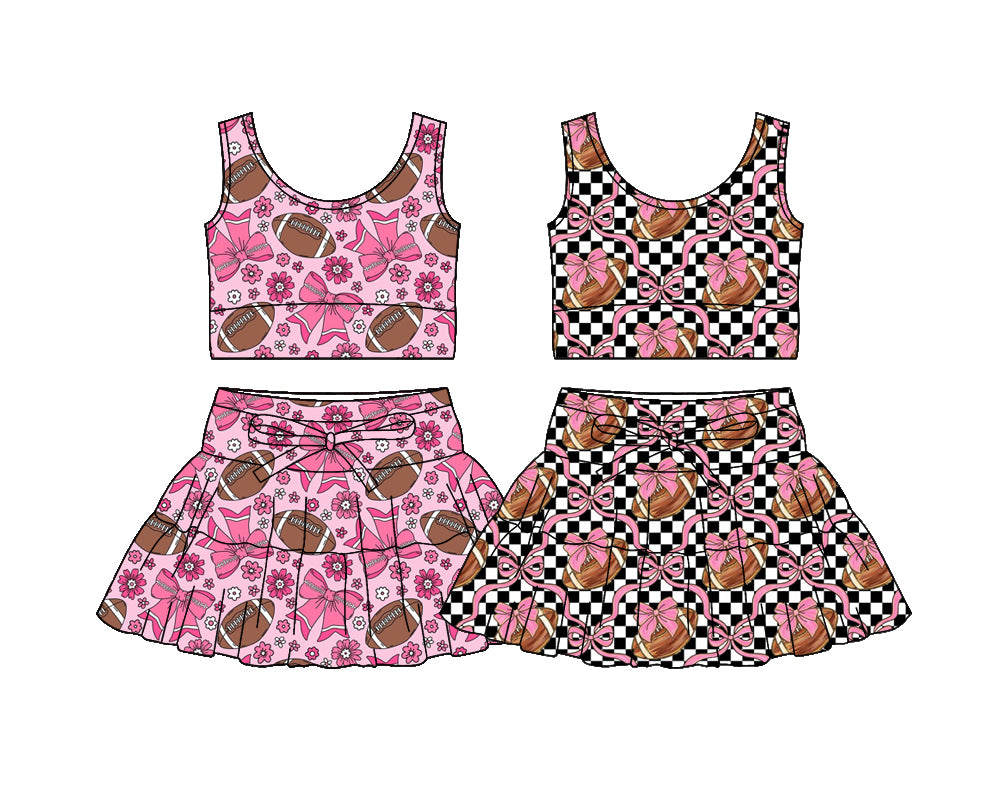 26.1.9 custom each style moq 5 eta 6-8week Sibling Sisters bow baby girl clothes short sleeve skirts sets 2 match family design