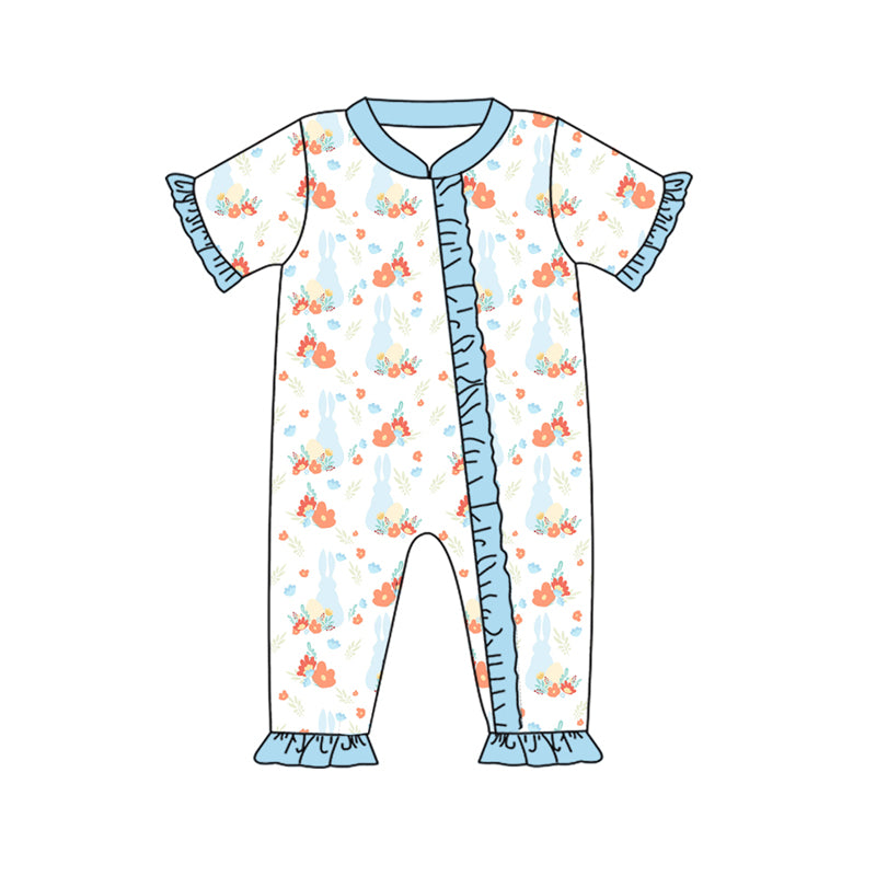 10.15 custom each style moq 5eta 4-6week Sibling Sister flower rabbit baby boys short sleeve sets and rompers match design