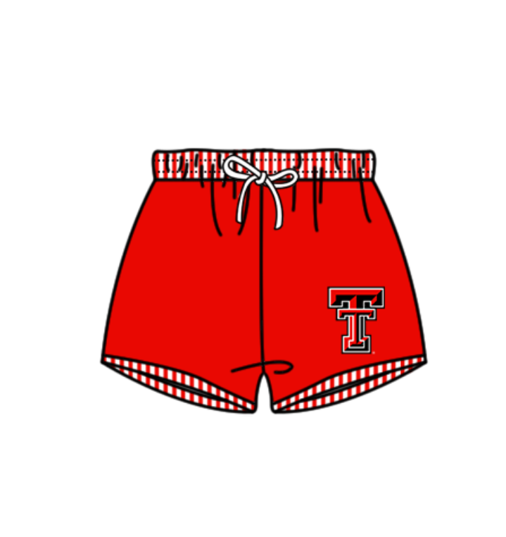 Custom moq 5 mix size milk silk summer teams baby girl boys clothes Red Two-Piece Swimsuit Set One Piece Swimsuits boy swim trunks