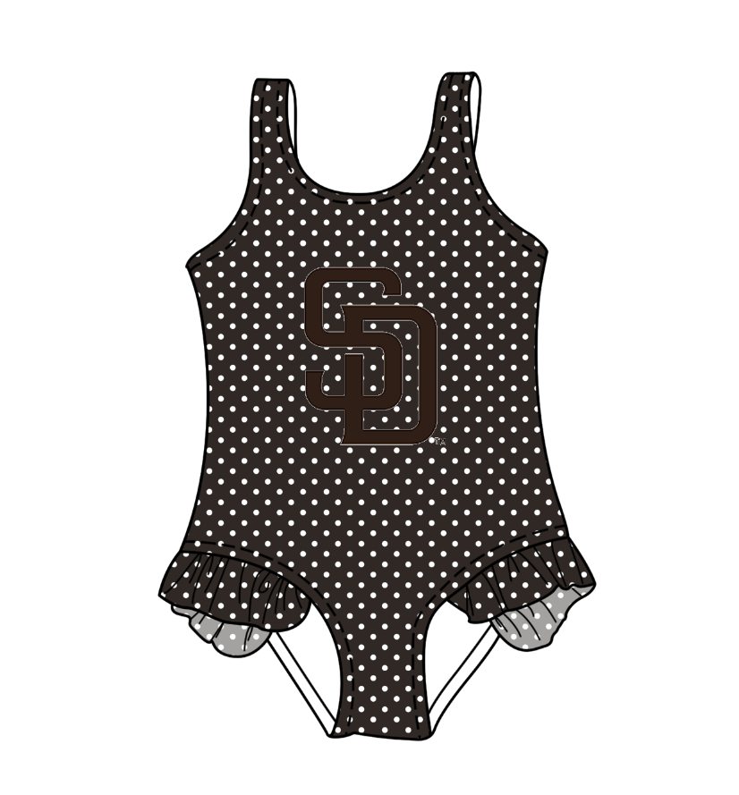 Custom moq 5 mix size milk silk summer teams Black Baby Girl Sleeveless Polka Dot Lace Onesie Swimsuit Cute Summer Beachwear for Little Girls