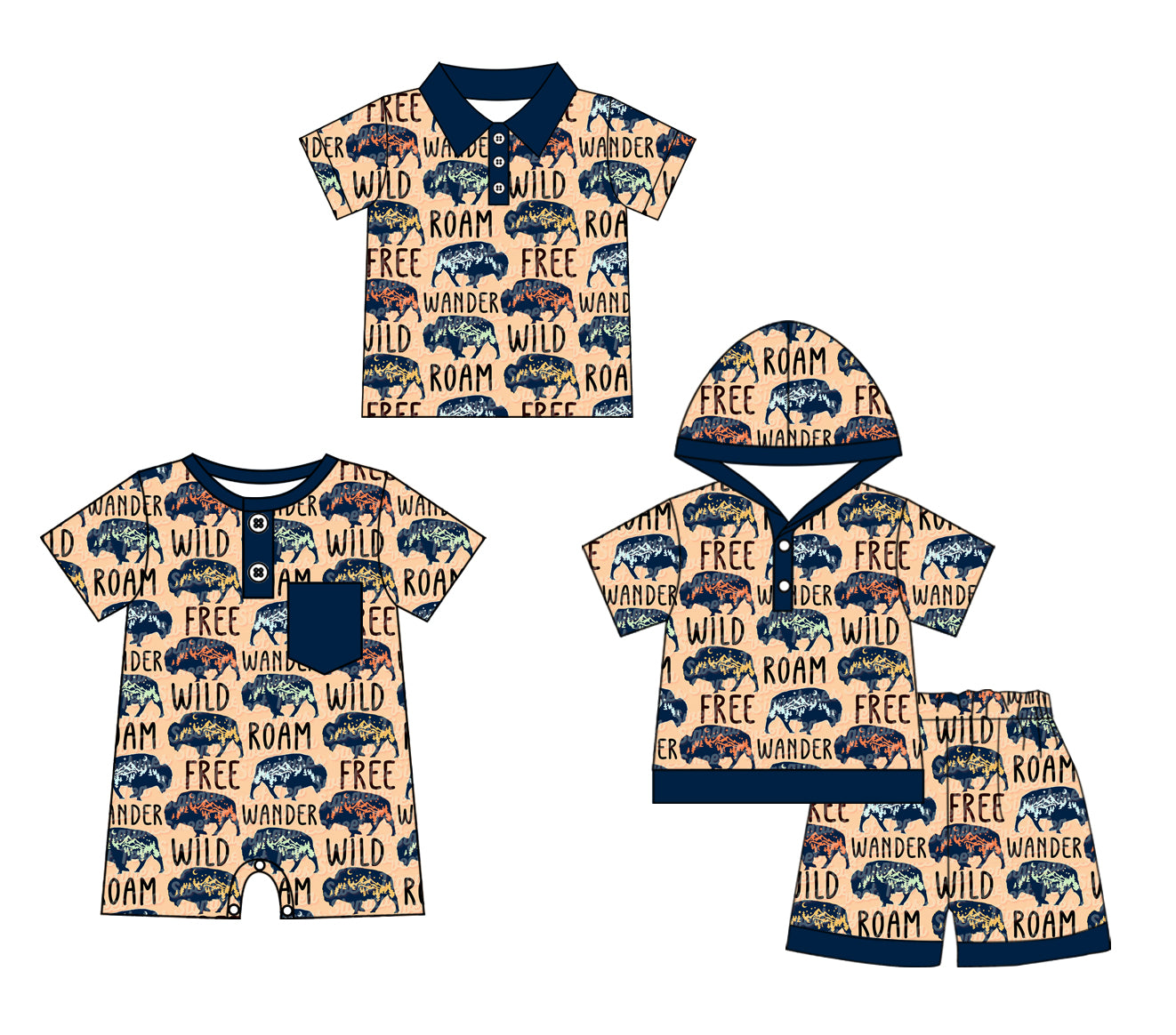 11.22 custom each style moq 5eta 4-6week Sibling Sister WAMDER baby boy short sleeve shorts sets and boy romper and top match design