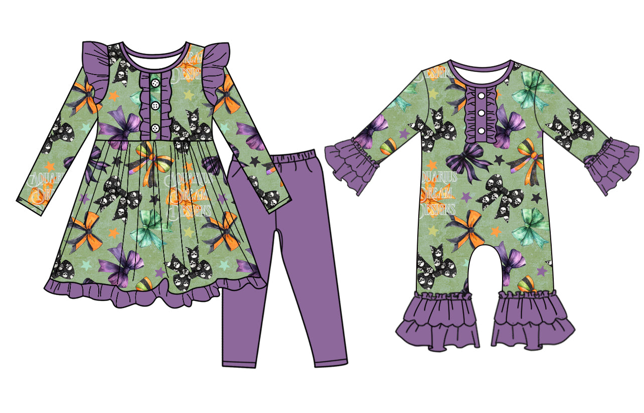 25.6.26 custom each style moq 5eta 4-6week Sibling Sisters bow baby girl long sleeve pants sets and rompers match family design