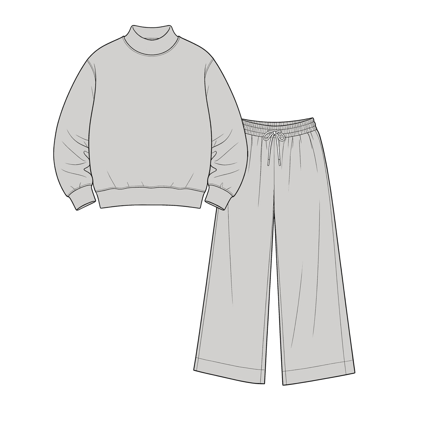 custom moq 5 mix size Baby Kids Grey Casual Long Sleeve Sweatshirt And Elastic Drawstring Wide Leg Pants Loungewear Two Piece Outfit Set