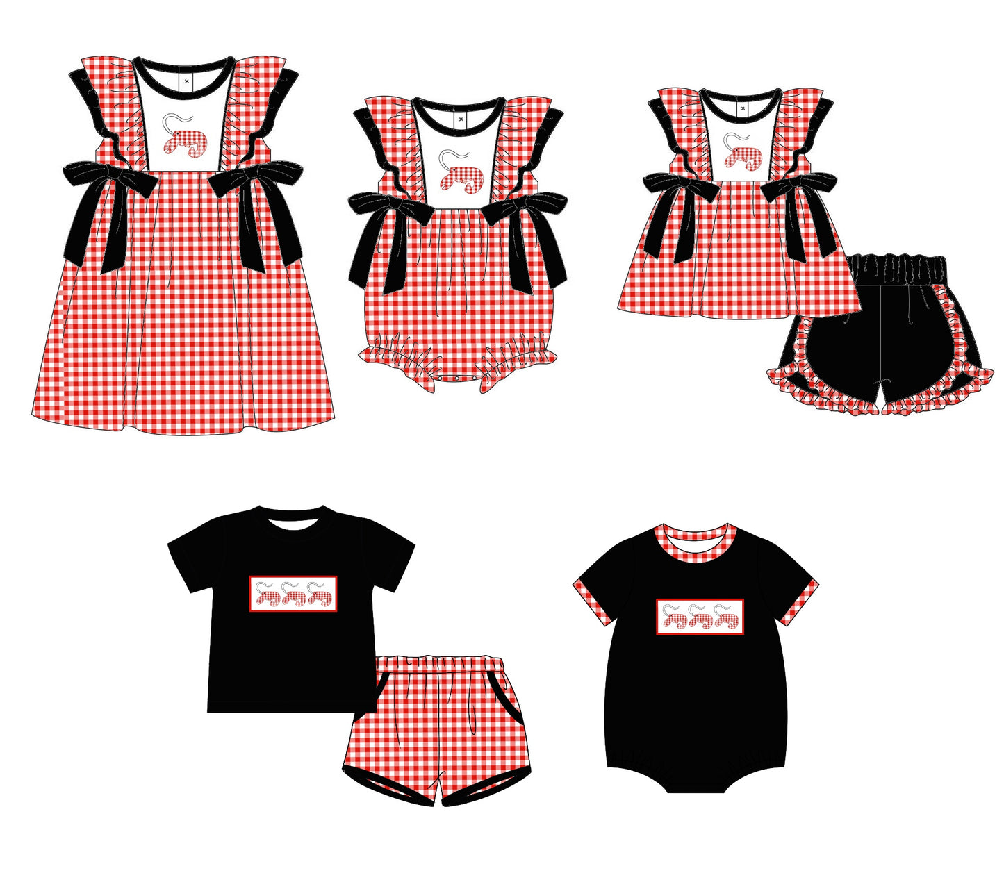 11.9 custom each style moq 5eta 4-6week Sibling Sister crayfish baby girl short sleeve shorts sets 1 and sets 2 and girls romper and boy romper and dress match design