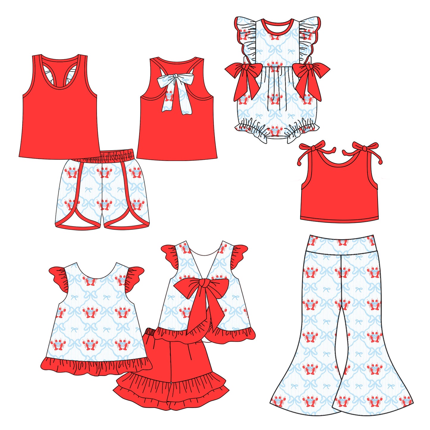 25.10.14 custom each style moq 5 eta 6-8week Sibling Sisters bow baby girl short sleeve shorts sets 1 and sets 2 and pants sets and rompers match family design