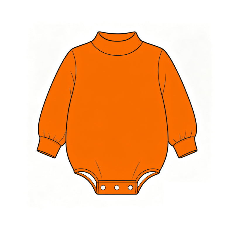 Custom moq 5 boys Blank Cotton Jumpsuit Orange Long-sleeve high-neck Jumpsuit