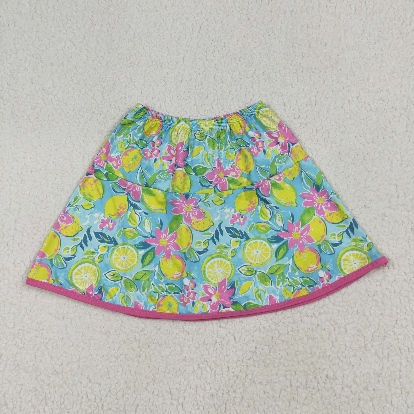RTS NO MOQ(In Stock)GLK0100 Flower, fruit, lemon, blue-green skirt
