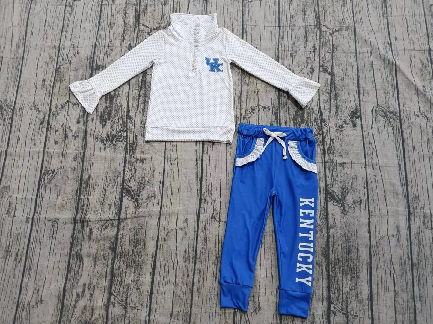 (PRE ORDER )Deadline September 31 custom no moq Blue girls' jacket, long sleeves and pants suit